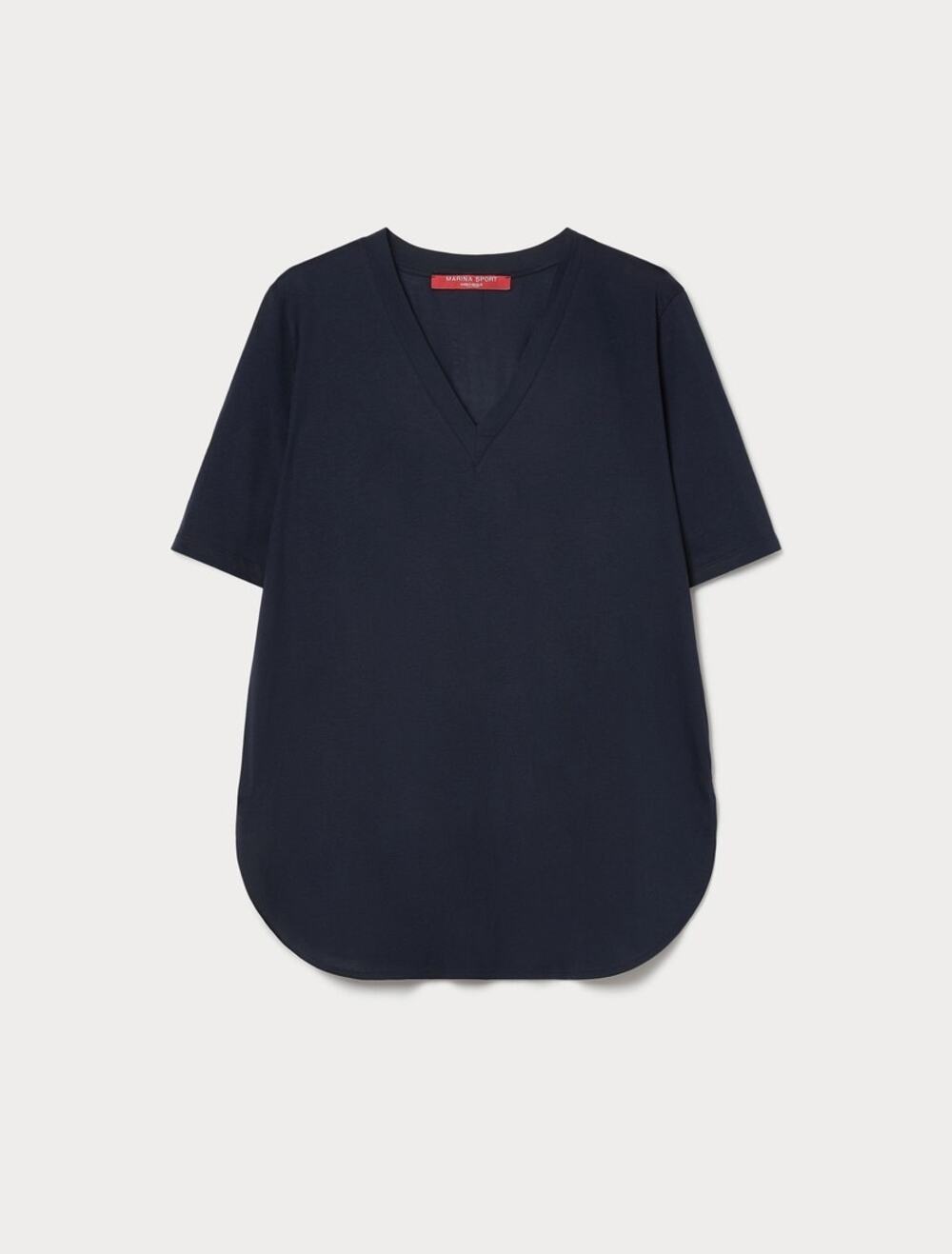 200$ XXL Marina Sport cotton jersey T-shirt navy Italian plus-size  V-neckeckl